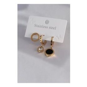AlyaStore 316L Çelik Gold Renk Daire Model Zirkon Taş Detay Kadın Küpe Kombini