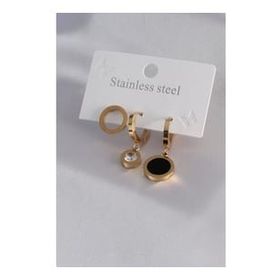 AlyaStore 316L Çelik Gold Renk Daire Model Zirkon Taş Detay Kadın Küpe Kombini
