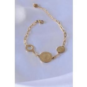 AlyaStore 316L Çelik Gold Renk Elizabeth İşleme Kadın Bileklik