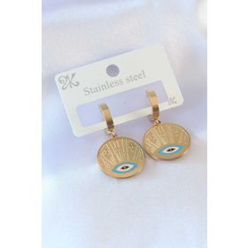 AlyaStore 316L Çelik Gold Renk Göz Detay İşleme Daire Model Kadın Küpe