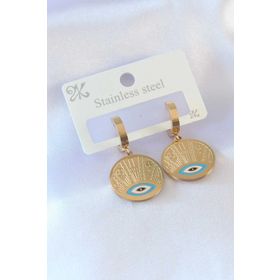 AlyaStore 316L Çelik Gold Renk Göz Detay İşleme Daire Model Kadın Küpe