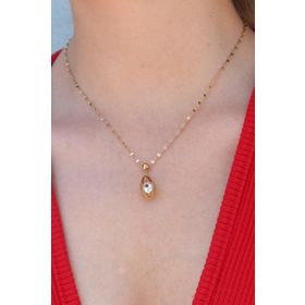 AlyaStore 316L Çelik Gold Renk Göz Figür Kırmızı Zirkon Taş Detay Kadın Kolye