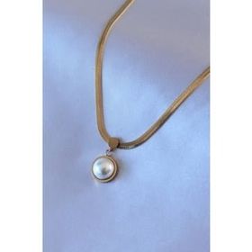 AlyaStore 316L Çelik Gold Renk İtalyan Zincir Model Beyaz Kalp Figür Kadın Kolye