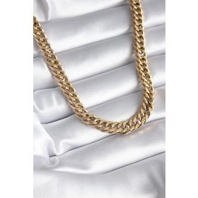 AlyaStore 316L Çelik Gold Renk İtalyan Zincir Model Mavi Taşlı Kadın Kolye