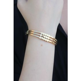 AlyaStore 316L Çelik Gold Renk Kaburga Model Kelepçe Kadın Bileklik