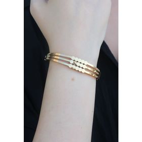 AlyaStore 316L Çelik Gold Renk Kaburga Model Kelepçe Kadın Bileklik