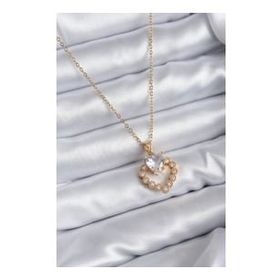 AlyaStore 316L Çelik Gold Renk Kalın Zincir Model Zirkon Taşlı Kalp Figür Kadın Kolye
