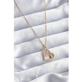 AlyaStore 316L Çelik Gold Renk Kalın Zincir Model Zirkon Taşlı Kalp Figür Kadın Kolye