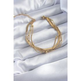 AlyaStore 316L Çelik Gold Renk Kalp Figür 2'li Zincir Model Kadın Bileklik