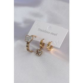 AlyaStore 316L Çelik Gold Renk Kelebek Model Zirkon Taş Detay Kadın Küpe Kombini