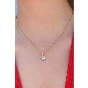 AlyaStore 316L Çelik Gold Renk Kristal Kalp Figür Kadın Kolye