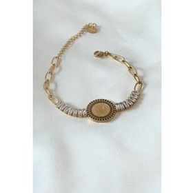 AlyaStore 316L Çelik Gold Renk Tam Altın Modelli Zirkon Taşlı Kadın Bileklik