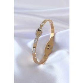 AlyaStore 316L Çelik Gold Renk Yılan Model Zirkon Taş Detay Kadın Kelepçe