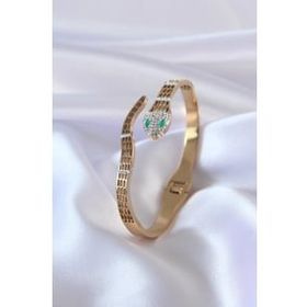 AlyaStore 316L Çelik Gold Renk Yılan Model Zirkon Taş Detay Kadın Kelepçe