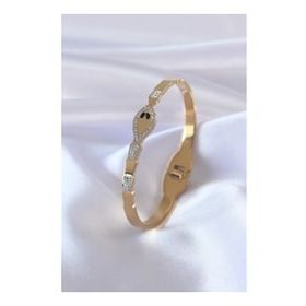 AlyaStore 316L Çelik Gold Renk Yılan Model Zirkon Taş Detay Kadın Kelepçe