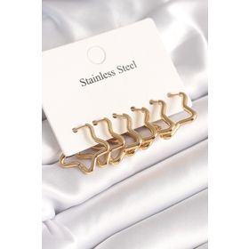 AlyaStore 316L Çelik Gold Renk Yıldız Model Kadın Küpe Seti