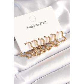AlyaStore 316L Çelik Gold Renk Yıldız Model Kadın Küpe Seti