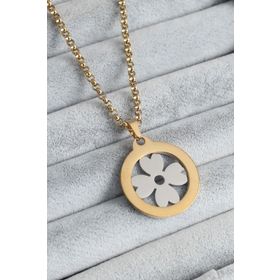 AlyaStore 316L Çelik Gold Renk Yonca Model Zirkon Taş Detay Kadın Kolye
