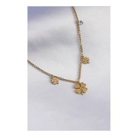 AlyaStore 316L Çelik Gold Renk Yonca Model Zirkon Taş Detay Kadın Kolye
