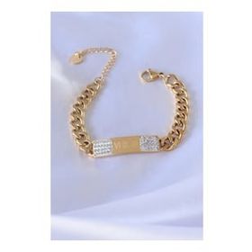 AlyaStore 316L Çelik Gold Renk Zincir Model İşleme Detay Zirkon Taşlı Kadın Bileklik