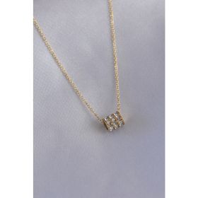 AlyaStore 316L Çelik Gold Renk Zirkon Taş Detaylı Kadın Kolye
