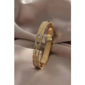 AlyaStore 316L Çelik Gold Renk Zirkon Taşlı Kadın Kelepçe Bileklik