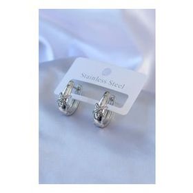 AlyaStore 316L Çelik Gümüş Renk Zirkon Taşlı Kadın Küpe Kombini