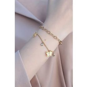 AlyaStore 316L Kararmaz Çelik Gold Renk Kelebek Detaylı Kadın Bileklik