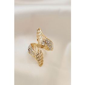 AlyaStore Ayarlamalı Gold Renk Metal Zirkon Taşlı Kanat Yüzük