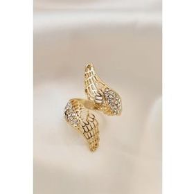 AlyaStore Ayarlamalı Gold Renk Metal Zirkon Taşlı Kanat Yüzük