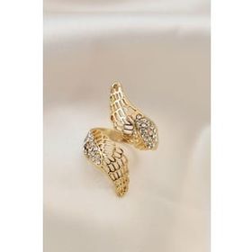 AlyaStore Ayarlamalı Gold Renk Metal Zirkon Taşlı Kanat Yüzük