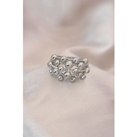 AlyaStore Ayarlamalı Silver Renk Metal Bombeli Boluncuk Model Yüzük