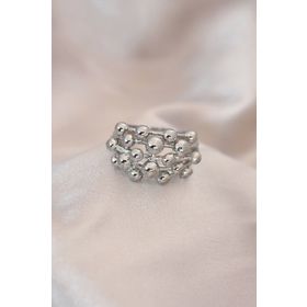 AlyaStore Ayarlamalı Silver Renk Metal Bombeli Boluncuk Model Yüzük