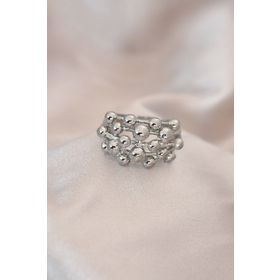 AlyaStore Ayarlamalı Silver Renk Metal Bombeli Boluncuk Model Yüzük
