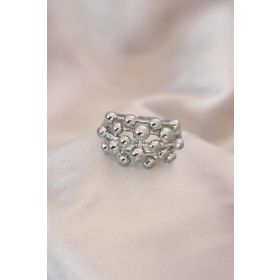 AlyaStore Ayarlamalı Silver Renk Metal Bombeli Boluncuk Model Yüzük