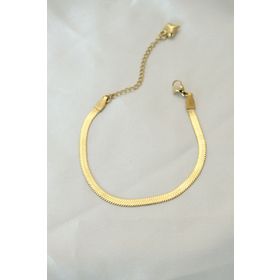 AlyaStore İtalyan Zincirli Çelik Gold Renk Bileklik
