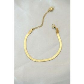 AlyaStore İtalyan Zincirli Çelik Gold Renk Bileklik