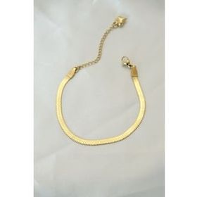 AlyaStore İtalyan Zincirli Çelik Gold Renk Bileklik