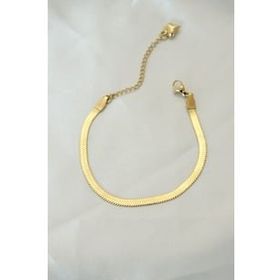 AlyaStore İtalyan Zincirli Çelik Gold Renk Bileklik