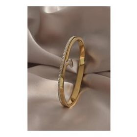 Amazeus 316L Çelik Gold Renk Çivi Model Zirkon Taşlı Kadın Kelepçe