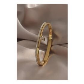 Amazeus 316L Çelik Gold Renk Çivi Model Zirkon Taşlı Kadın Kelepçe