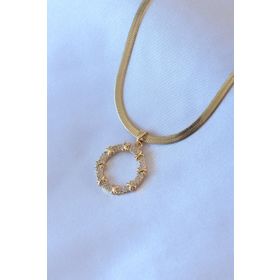 Amazeus 316L Çelik Gold Renk İtalyan Zincir Xoxo Model Zirkon Taşlı Kadın Kolye