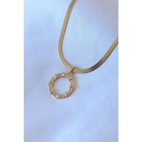 Amazeus 316L Çelik Gold Renk İtalyan Zincir Xoxo Model Zirkon Taşlı Kadın Kolye