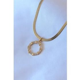Amazeus 316L Çelik Gold Renk İtalyan Zincir Xoxo Model Zirkon Taşlı Kadın Kolye