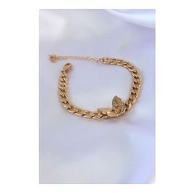 Amazeus 316L Çelik Gold Renk Kelebek Figür İşleme Detay Zincir Model Kadın Bileklik