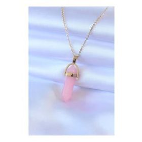 Amazeus 316L Çelik Gold Renk Kristal Pembe Taş Model Kadın kolye