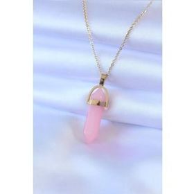 Amazeus 316L Çelik Gold Renk Kristal Pembe Taş Model Kadın kolye