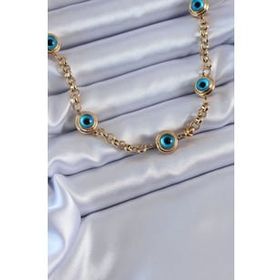 Amazeus 316L Çelik Gold Renk Nazar Boncuk Model Kadın Kolye