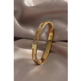 Amazeus 316L Çelik Gold Renk Renkli Zirkon Taş Detay Kadın Kelepçe