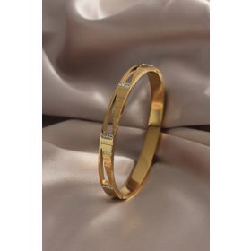 Amazeus 316L Çelik Gold Renk Renkli Zirkon Taş Detay Kadın Kelepçe